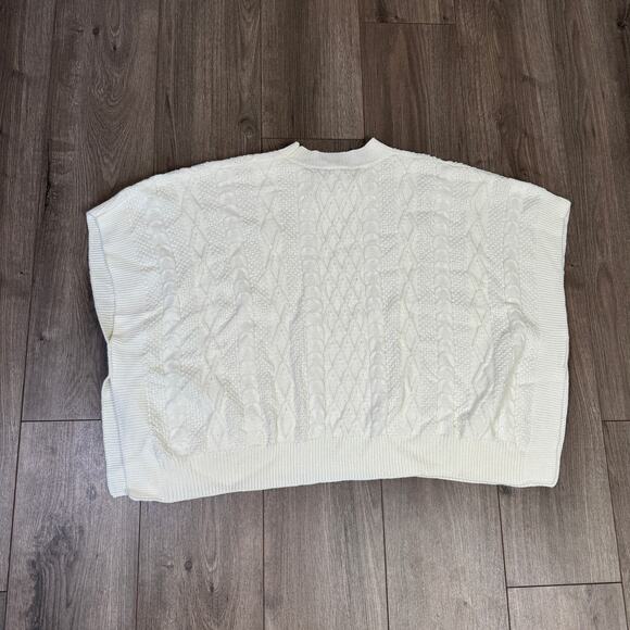 J.Crew Fisherman Cable-Knit Poncho Sweater Womens OS Cream Draped Relaxed Fit - Picture 6 of 7